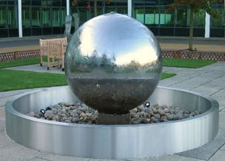 Stainless Steel Ball Water Feature / Stainless Steel Sphere Water Features For The Garden