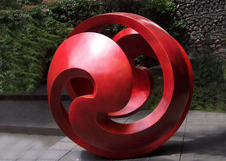 Public Red Stainless Steel Sphere Sculpture / Large Metal Art Sculptures