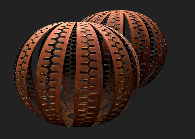 Balls Type Outdoor Corten Steel Garden Sculpture , Rusty Sphere Sculpture