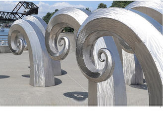 Public Art Large Metal Wave Sculpture , Outdoor Abstract Steel Sculpture