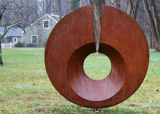 Rusty Monumental Corten Steel Sculpture , Abstract Metal Garden Sculptures