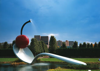 Large Painted Spoon Sculpture Stainless Steel Water Feature Unique Design