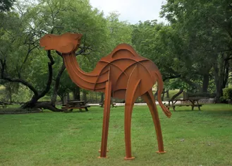Decoration Rusty Finish Camel Metal Yard Sculptures Of Corten Steel Longlife