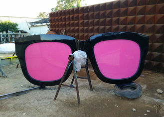 Metal Sculpture Art Giant Sunglasses Sculpture Stainless Steel With Pink Glasses