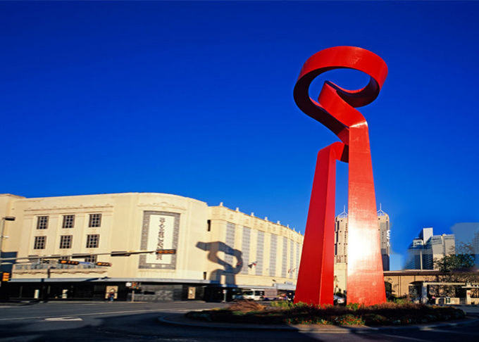 Commercial Building Decoration Outdoor Metal Sculpture Stainless Steel Red Surface Finished