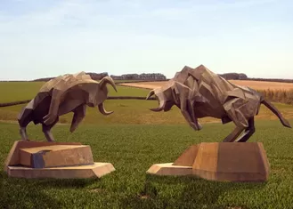 Life Size Corten Steel Sculpture Outdoor Rusty Metal Animal Bull Sculpture