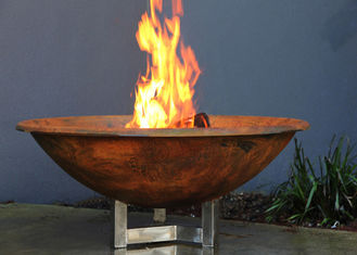 Rusty Finish Corten Steel Fire Bowl , Round Steel Fire Pit Corrosion Stability