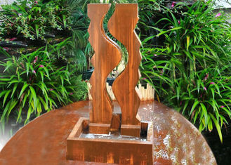 Geometric Decorative Corten Steel Water Feature Large Size For Yard / Garden