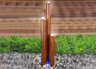 Customized Size Corten Steel Water Feature Columns With Light Modern Style