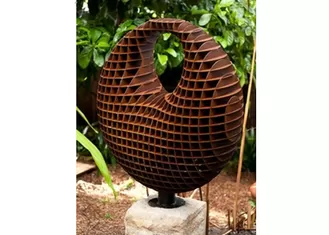 Honeycomb Decoration Corten Steel Sculpture , Rusted Metal Garden Sculptures