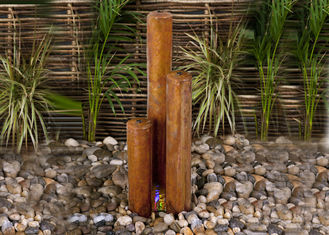 Customized Size Corten Steel Water Feature Columns With Light Modern Style