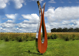 Outdoor Modern Corten and Stainless Steel Sculpture Abstract Style