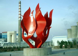 Modern Red Painted Stainless Steel Outdoor Sculpture OEM / ODM Available