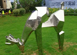 Life Size Outdoor Metal Sculptures Animals Deer For Landscape Decoration