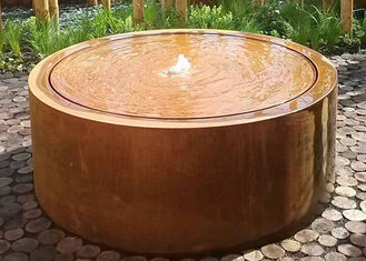 Forging Technique Corten Steel Water Table , Metal Yard Art Round Water Table