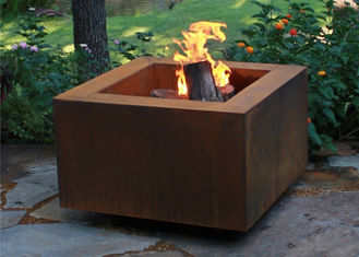 Wood Burning Square Metal Fire Pit , Square Garden Fire Pit Simple Design