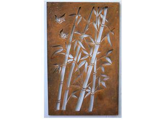 Corten Steel Metal Wall Sculpture Bamboo Pattern For Commercial Receptions