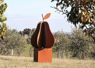 Amazing Design Garden Art Rusty Corten Steel Sculpture Fruit Pear Sculpture