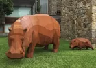 Contemporary Outdoor Metal Sculpture , Corten Steel Rhino Sculpture / Statue