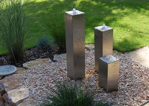 Square Cylinder Cascading Garden Water Fountain Feature Of Stainless Steel