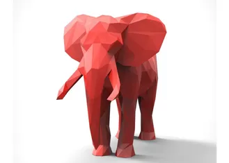 Red Decoration Painted Metal Sculpture , Modern Steel Elephant Sculpture