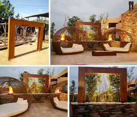 Corten Steel Rain Curtain Water Feature Water Curtain Fountain Different Sizes