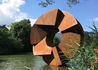 Forging Corten Steel Sculpture , Urban Landscape Rusty Metal Sculpture