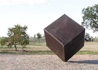 Cube Shape Large Corten Steel Sculpture Corrosion Stability Custom Design